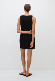 Crepe Mini Shift Dress - Black - Matteau
